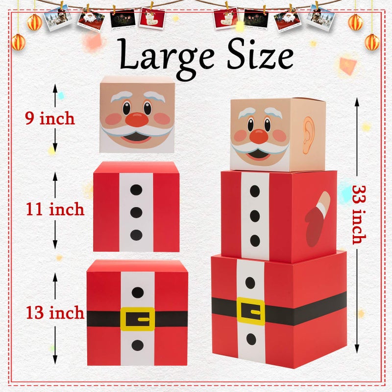 Joy Bang Christmas Gift Boxes with Lids for Presents, Large Santa Claus Stacking Boxes Christmas Eve Decorative Nesting Box Xmas Stackable Gift Storage Box Decorations for Party - Image 2